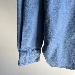 1990/2000s USA Made Slate Blue L.L. Bean Chamois Flannel Shirt
