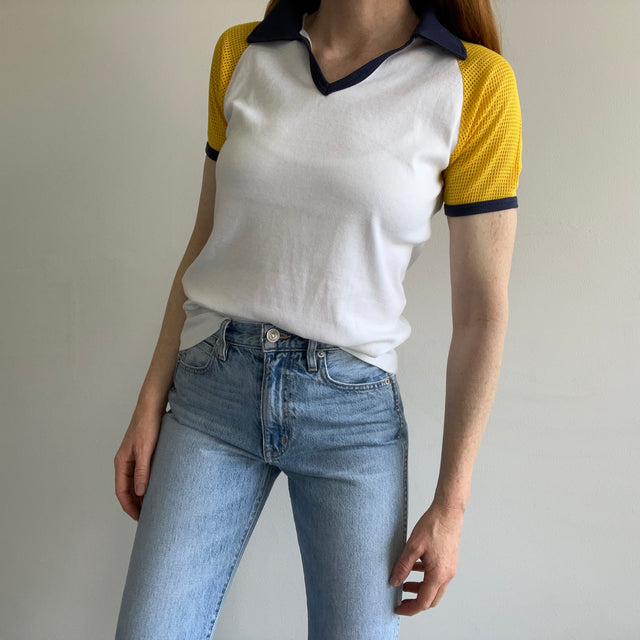 1970s Blank Mesh Polo Baseball T-SHirt - YESSSSS