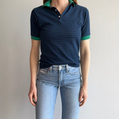 1980s Wonderful Thin Pinstriped Polo Shirt