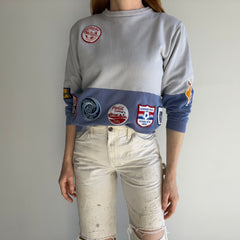 1988 (And Before) DIY Soccer and Other Patched Two Tone Color Block Mostly Cotton Sweatshirt