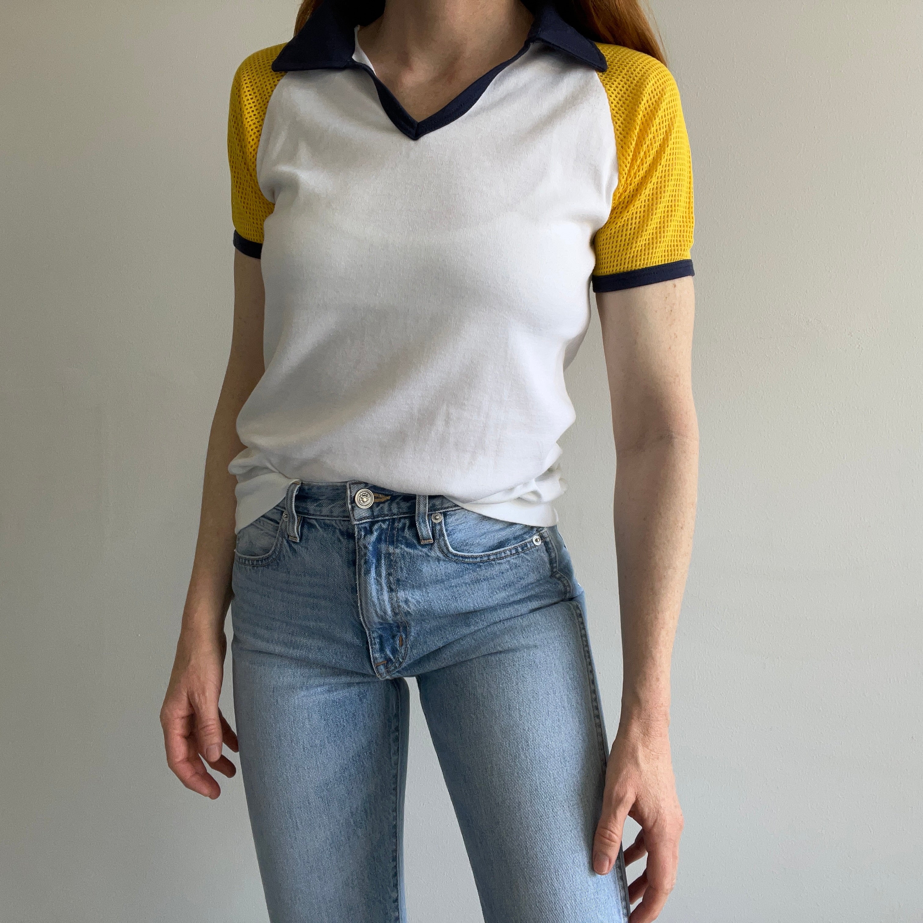 1970s Blank Mesh Polo Baseball T-SHirt - YESSSSS