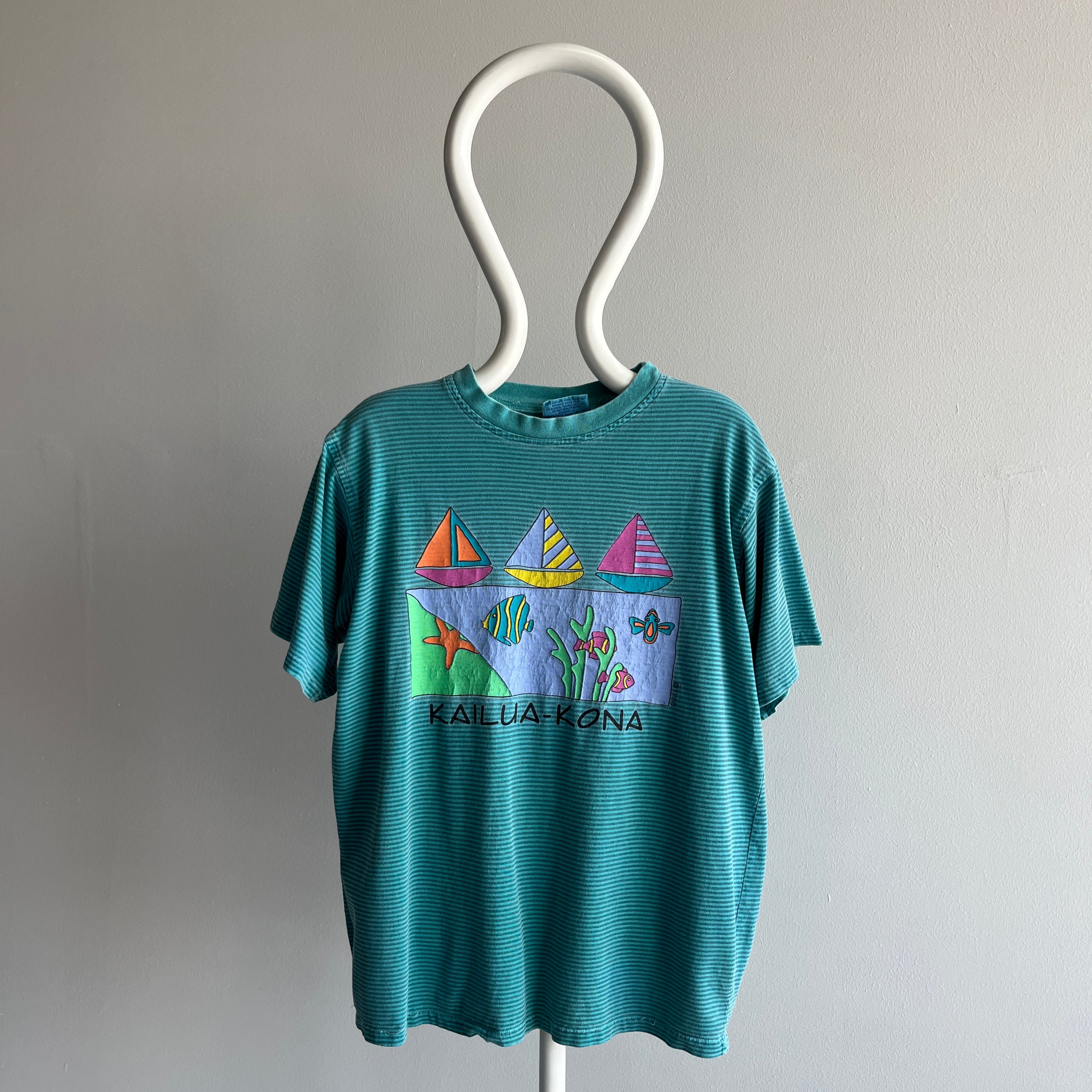 1990s Striped Kailua Kona Tourist T-Shirt