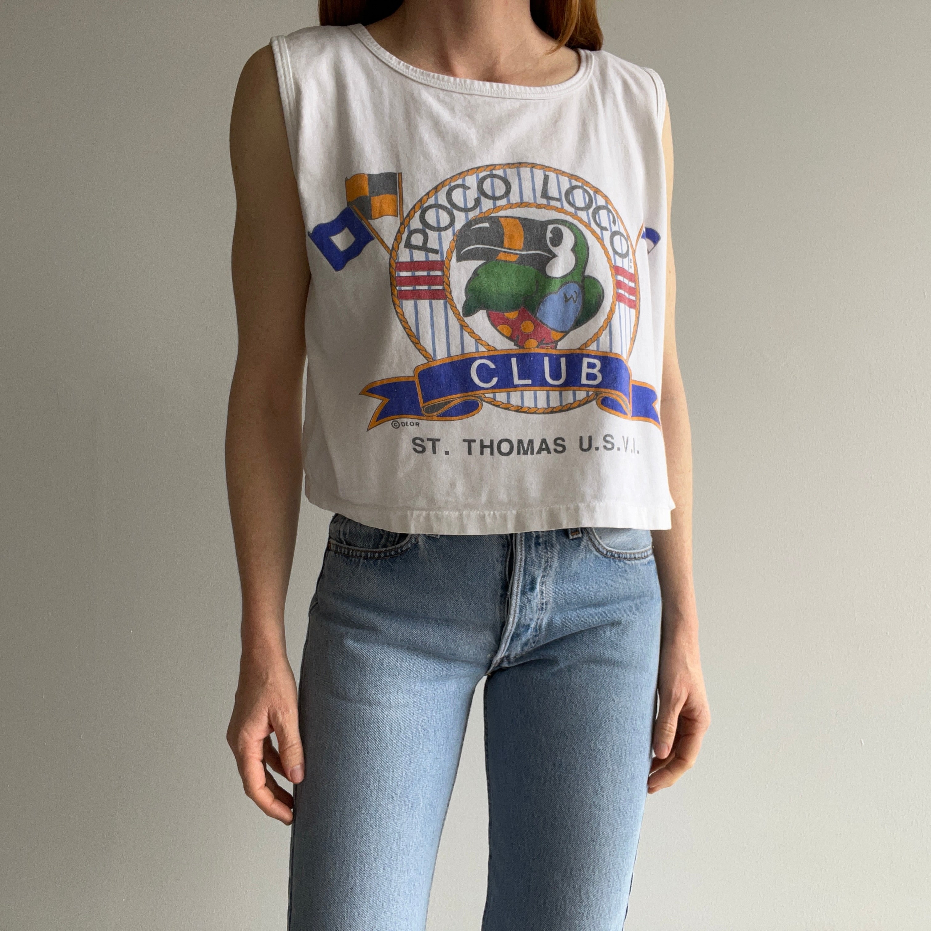 1980s Poco Loco Club St. Thomas, Virgin Islands Cropped Tank Top - Very good!