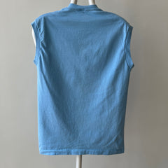 1970s Blank Baby Blue Muscle T-Shirt - Medium Weight