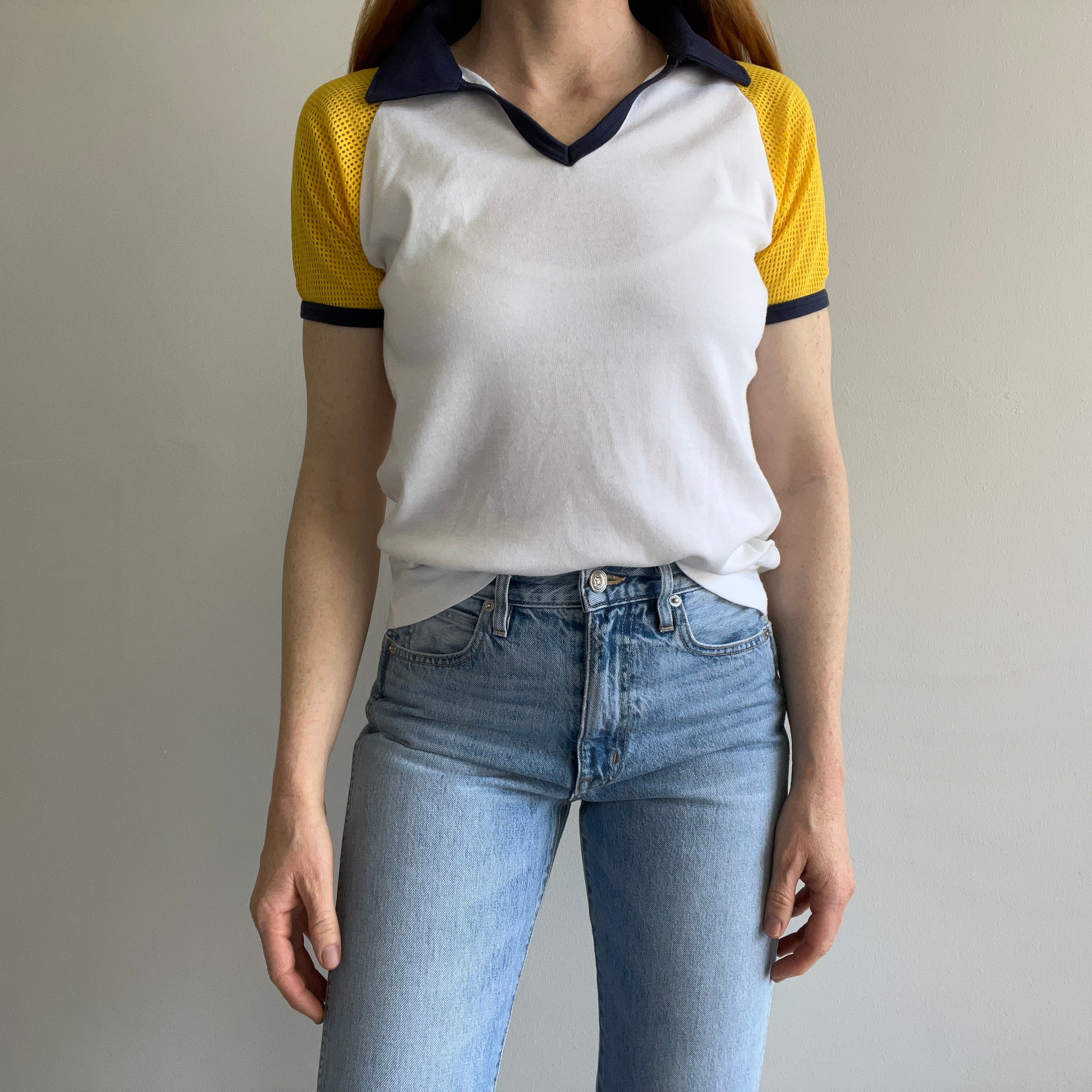 1970s Blank Mesh Polo Baseball T-SHirt - YESSSSS