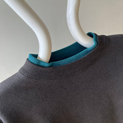 1980/90s Blank Faded Black Double Collar Heavyweight Sweatshirt by Hanes