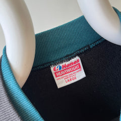 1980/90s Blank Faded Black Double Collar Heavyweight Sweatshirt by Hanes