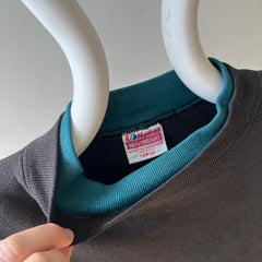 1980/90s Blank Faded Black Double Collar Heavyweight Sweatshirt by Hanes