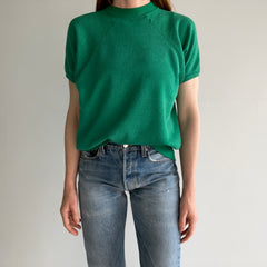 1970s Exceptionally Soft and Worn Faded Green Warm Up