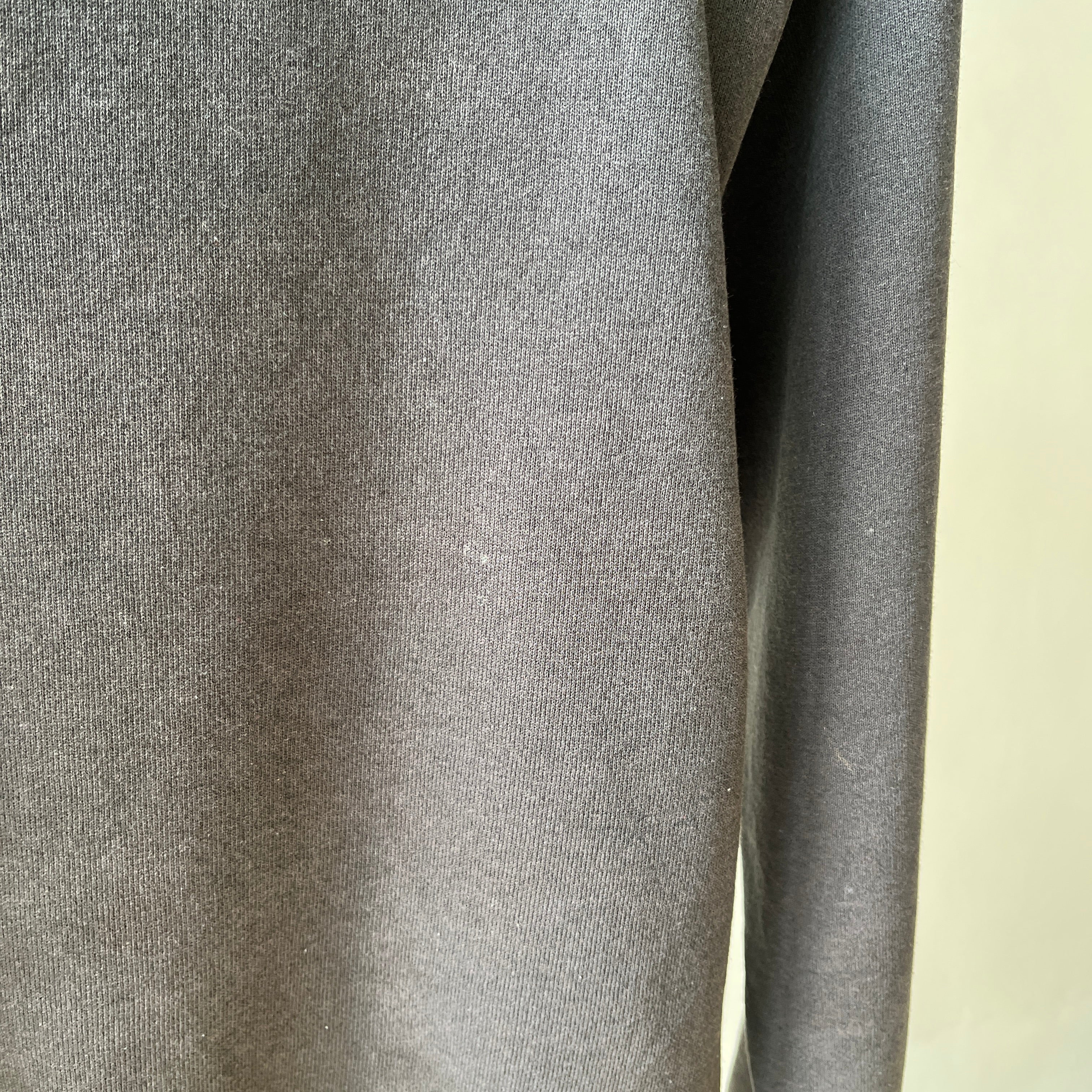 1980/90s Blank Faded Black Double Collar Heavyweight Sweatshirt by Hanes