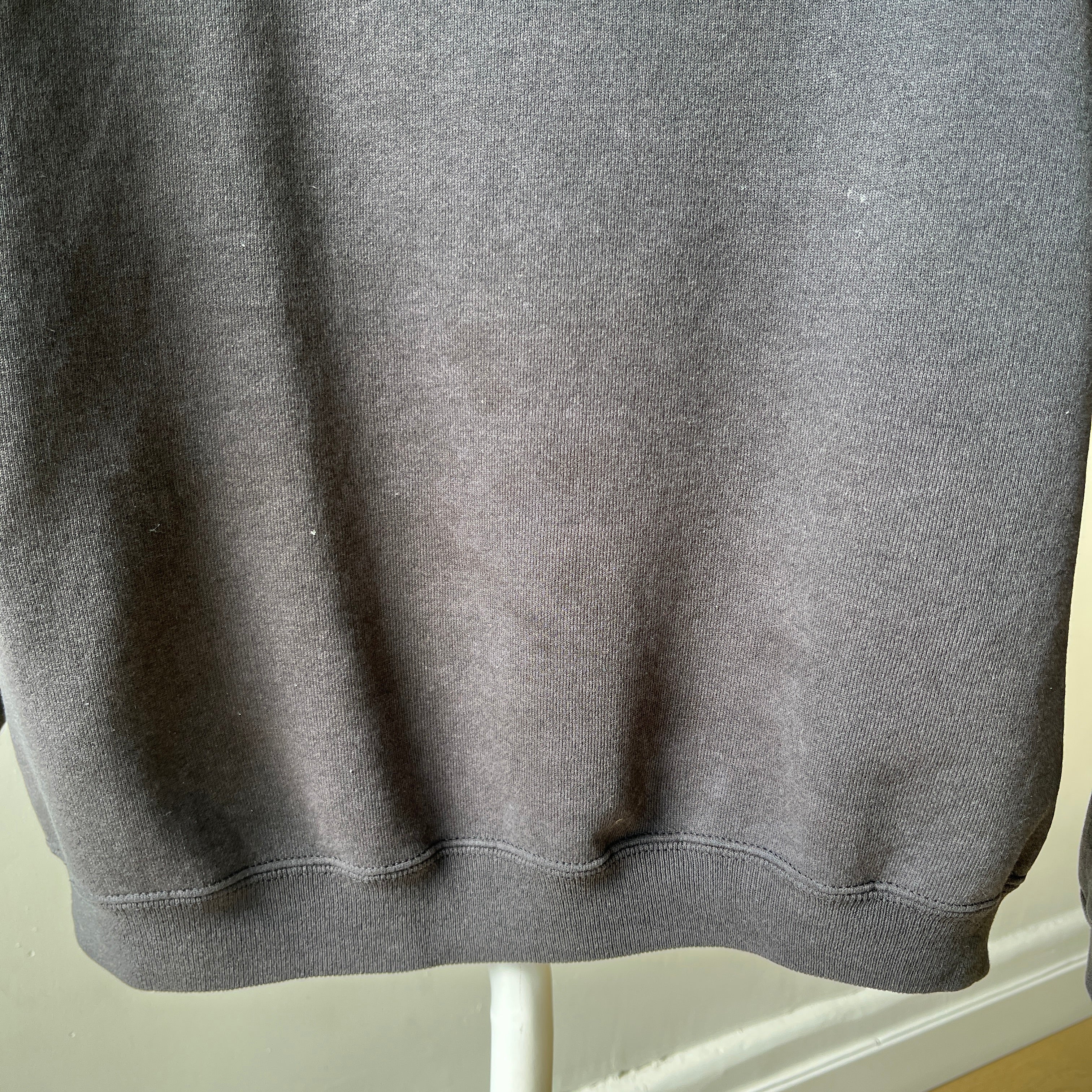 1980/90s Blank Faded Black Double Collar Heavyweight Sweatshirt by Hanes