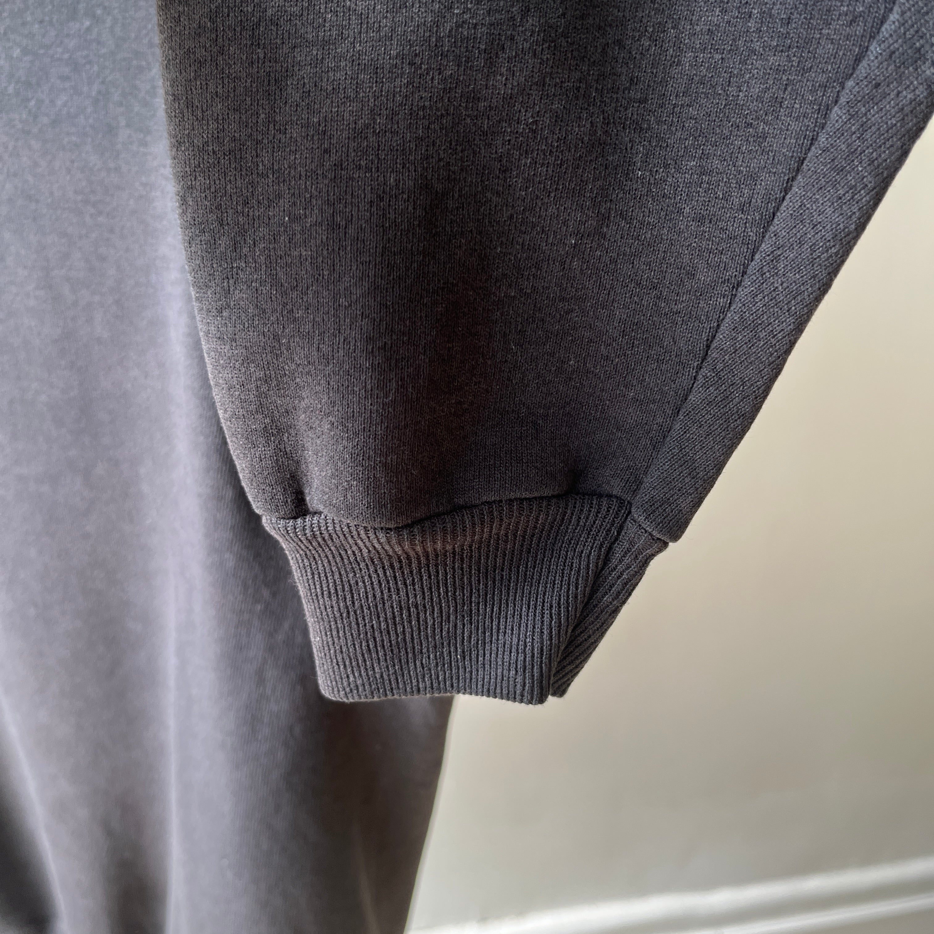 1980/90s Blank Faded Black Double Collar Heavyweight Sweatshirt by Hanes