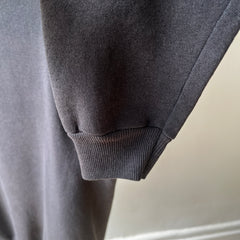 1980/90s Blank Faded Black Double Collar Heavyweight Sweatshirt by Hanes