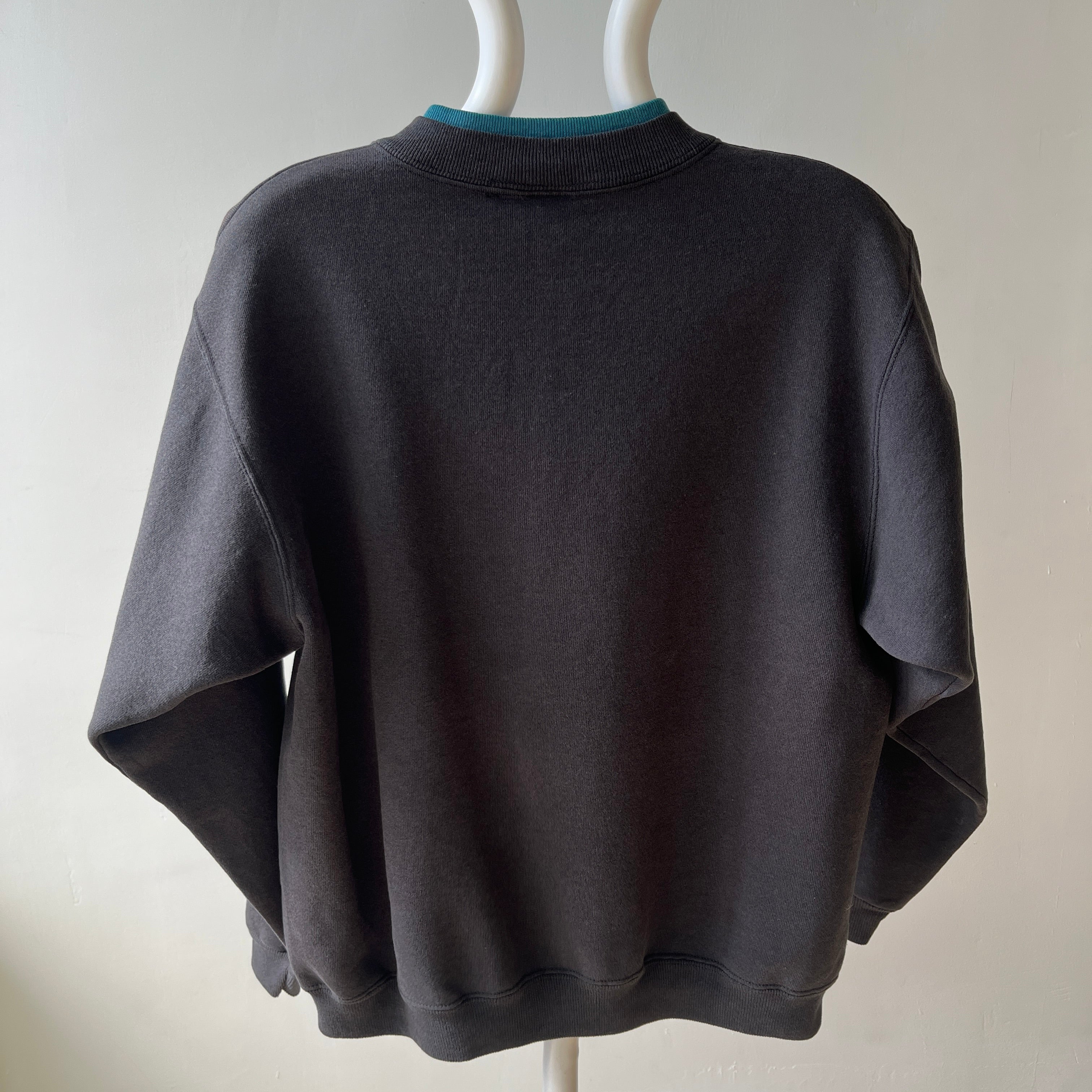 1980/90s Blank Faded Black Double Collar Heavyweight Sweatshirt by Hanes