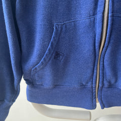 1970/80s Sears Soft and Slouchy Navy Hoodie (Replaced Zipper) - Dreamy w Mending