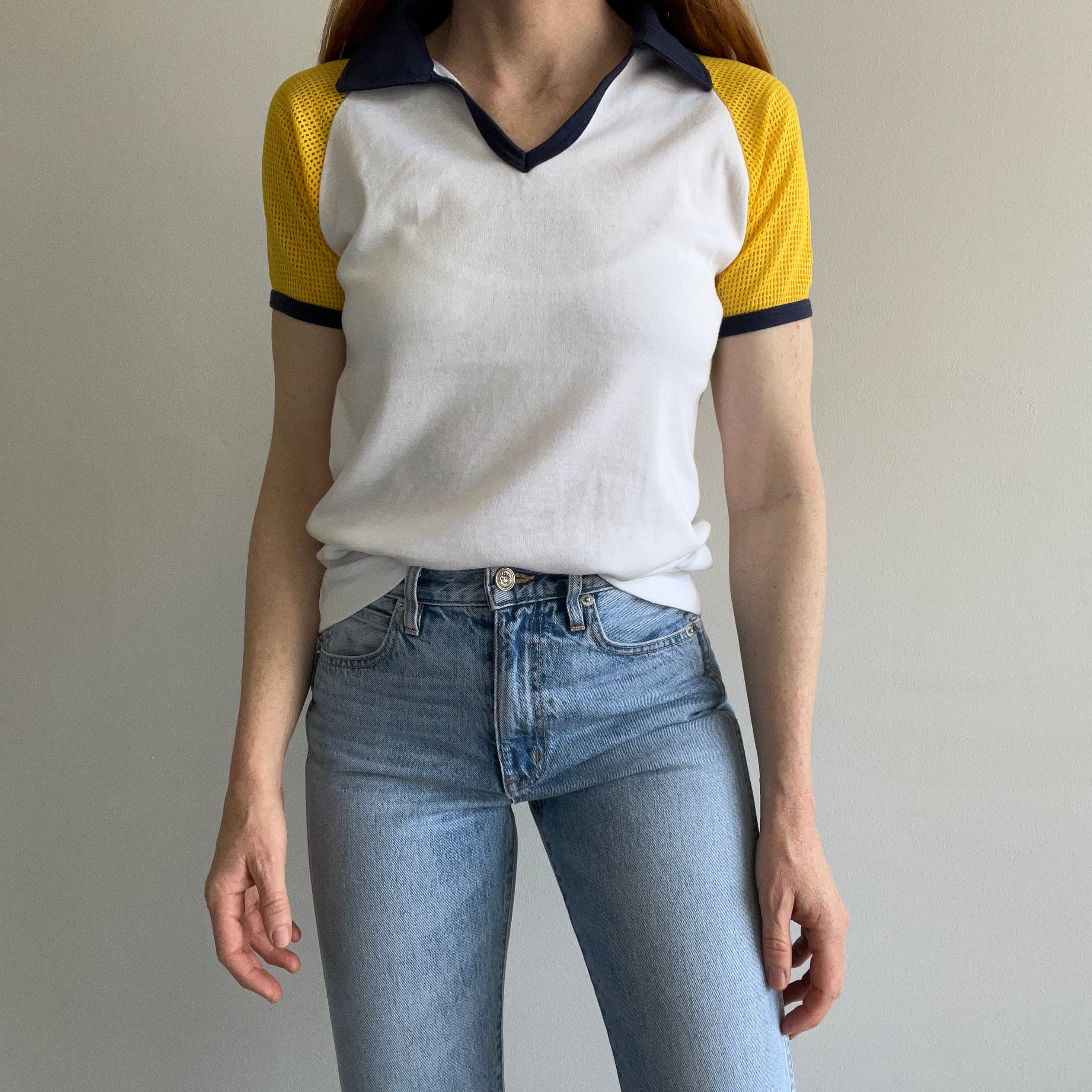 1970s Blank Mesh Polo Baseball T-SHirt - YESSSSS