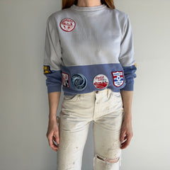 1988 (And Before) DIY Soccer and Other Patched Two Tone Color Block Mostly Cotton Sweatshirt