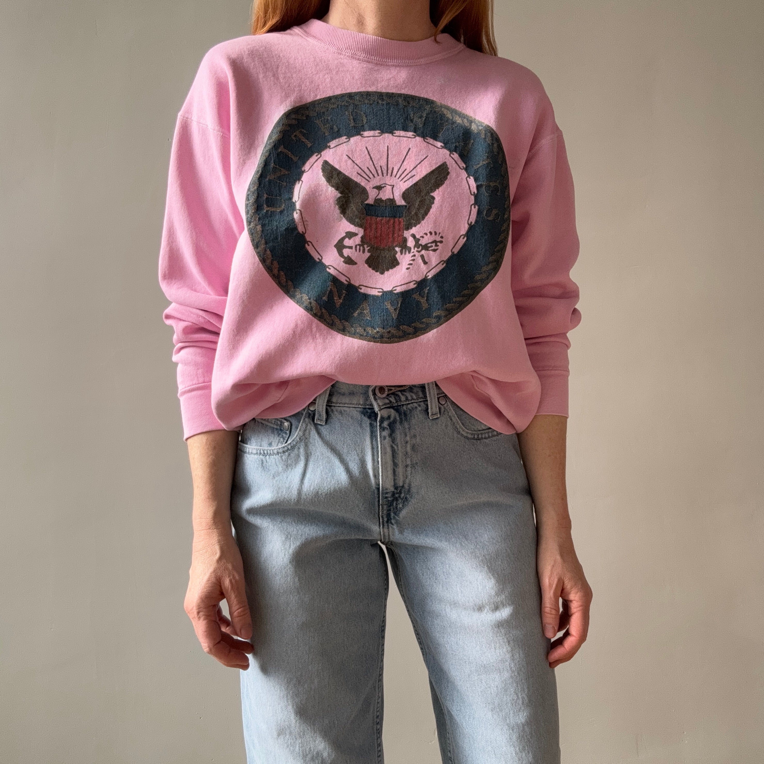 1990s United States Navy Re-Dyed Pink Sweatshirt