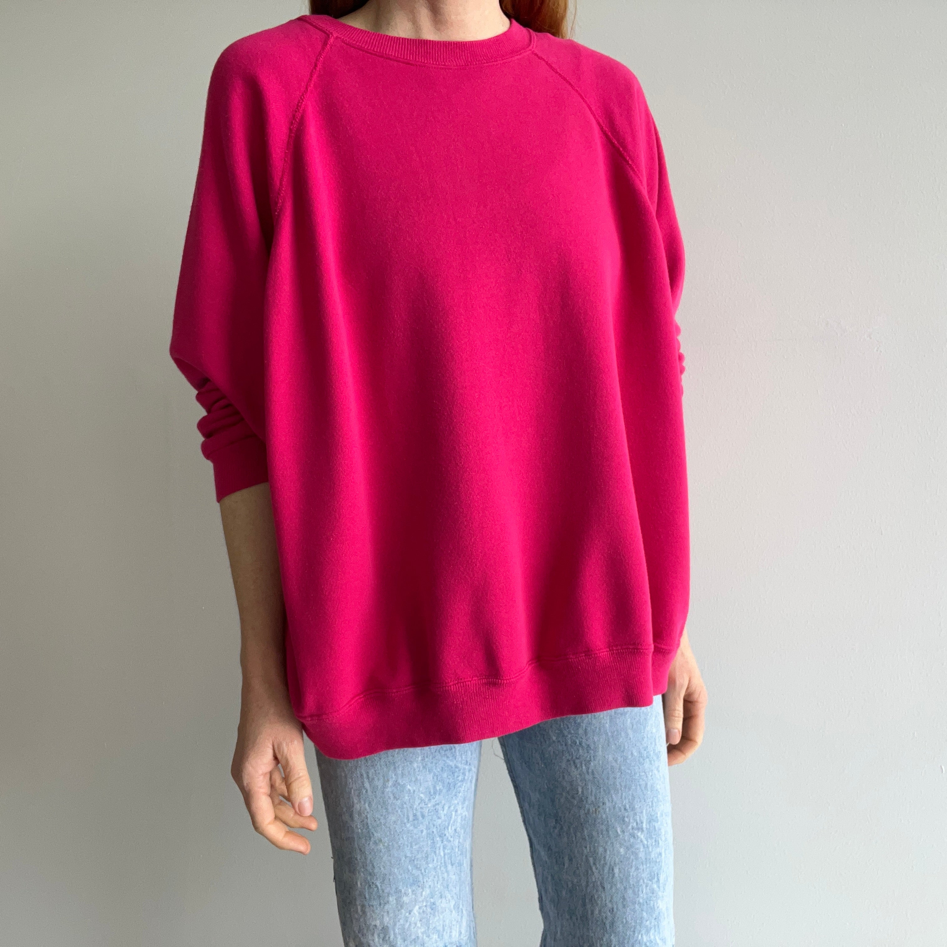 1980s Fuschia Pink Relaxed Fit Raglan