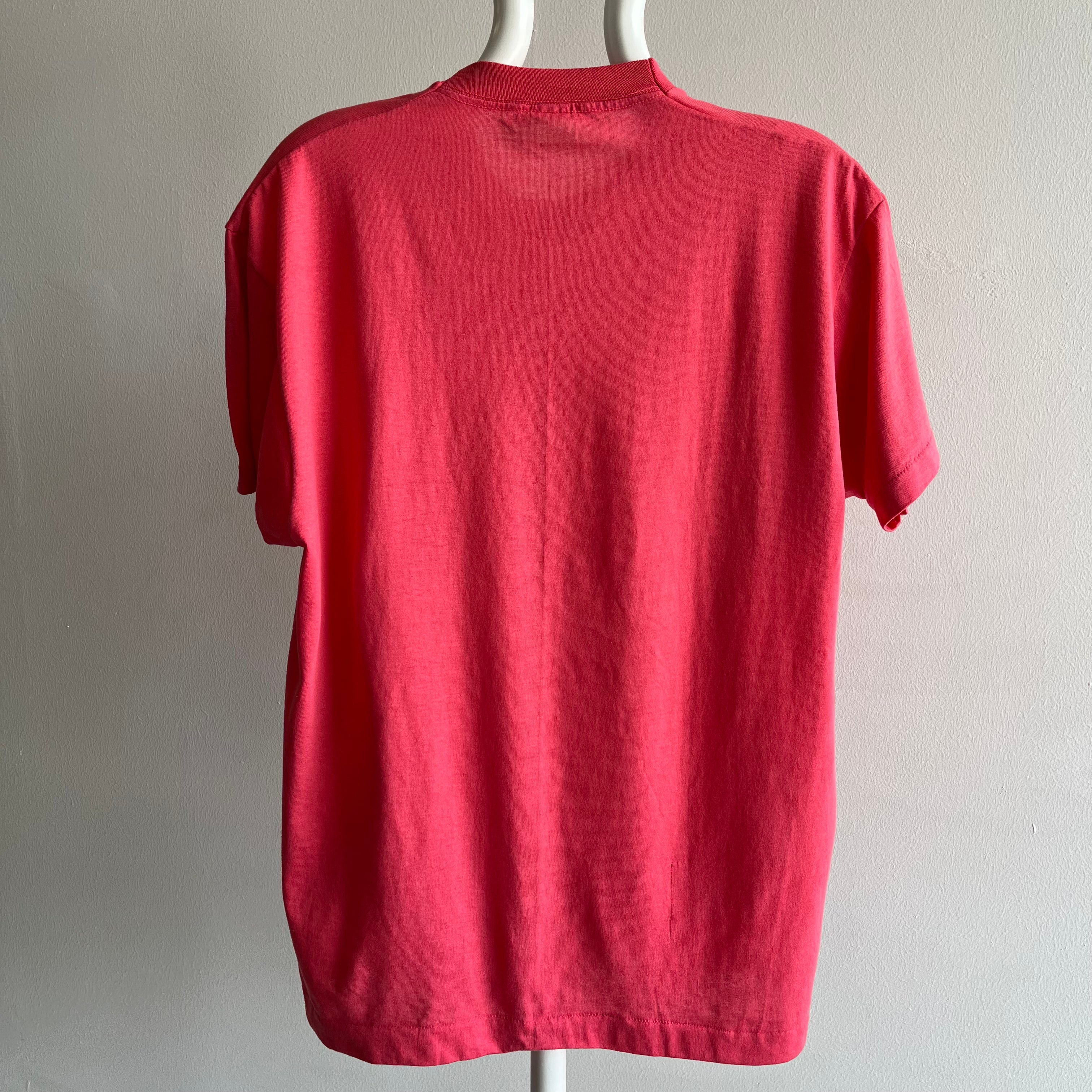 1980s Salmon Pink Never? Barely? Worn T-Shirt by Screen Stars