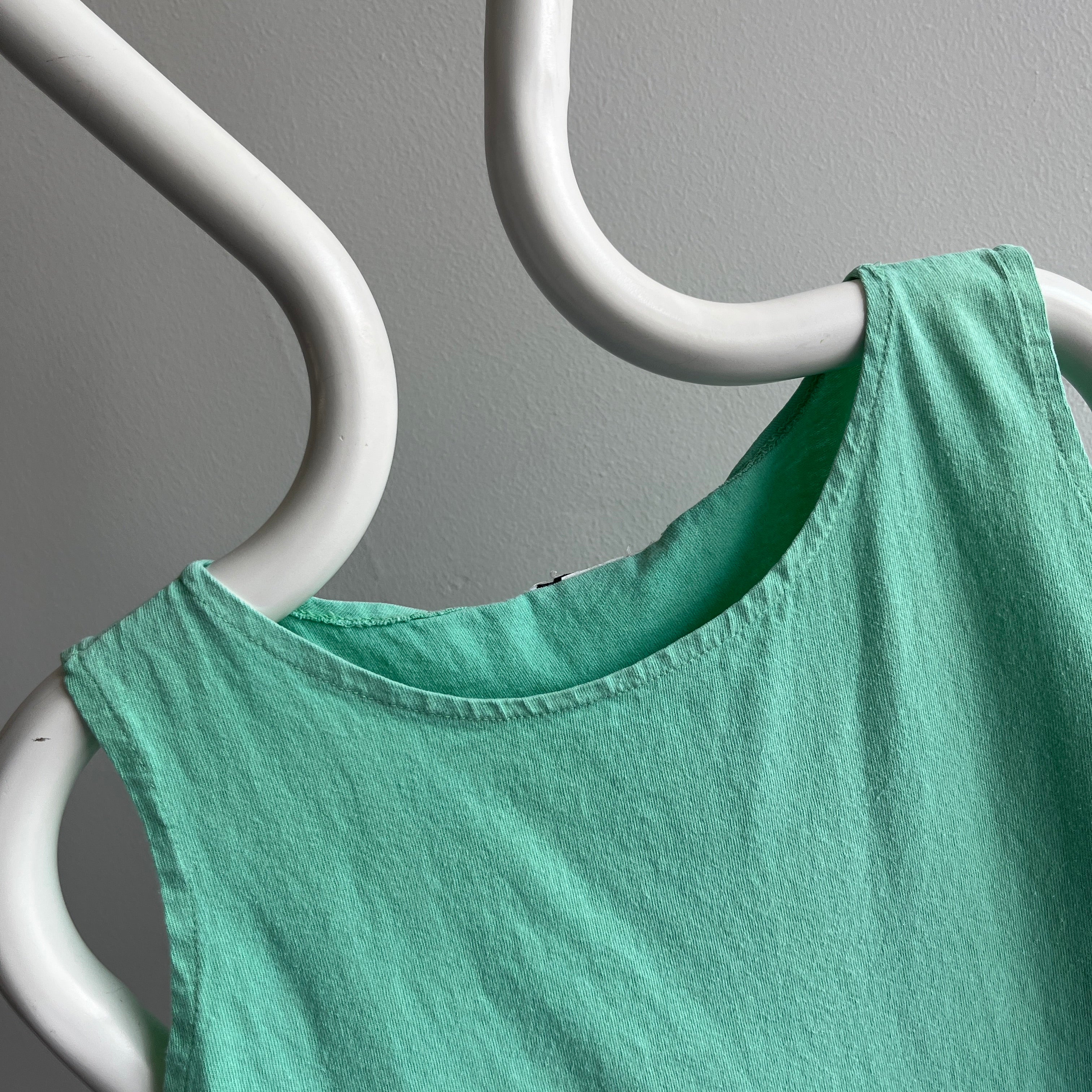 1980s Sea Foam Blue/Green Lovely Cotton Tank Top