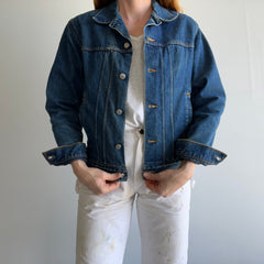 1990s J. Crew Flannel Lined Denim Jacket - True XS