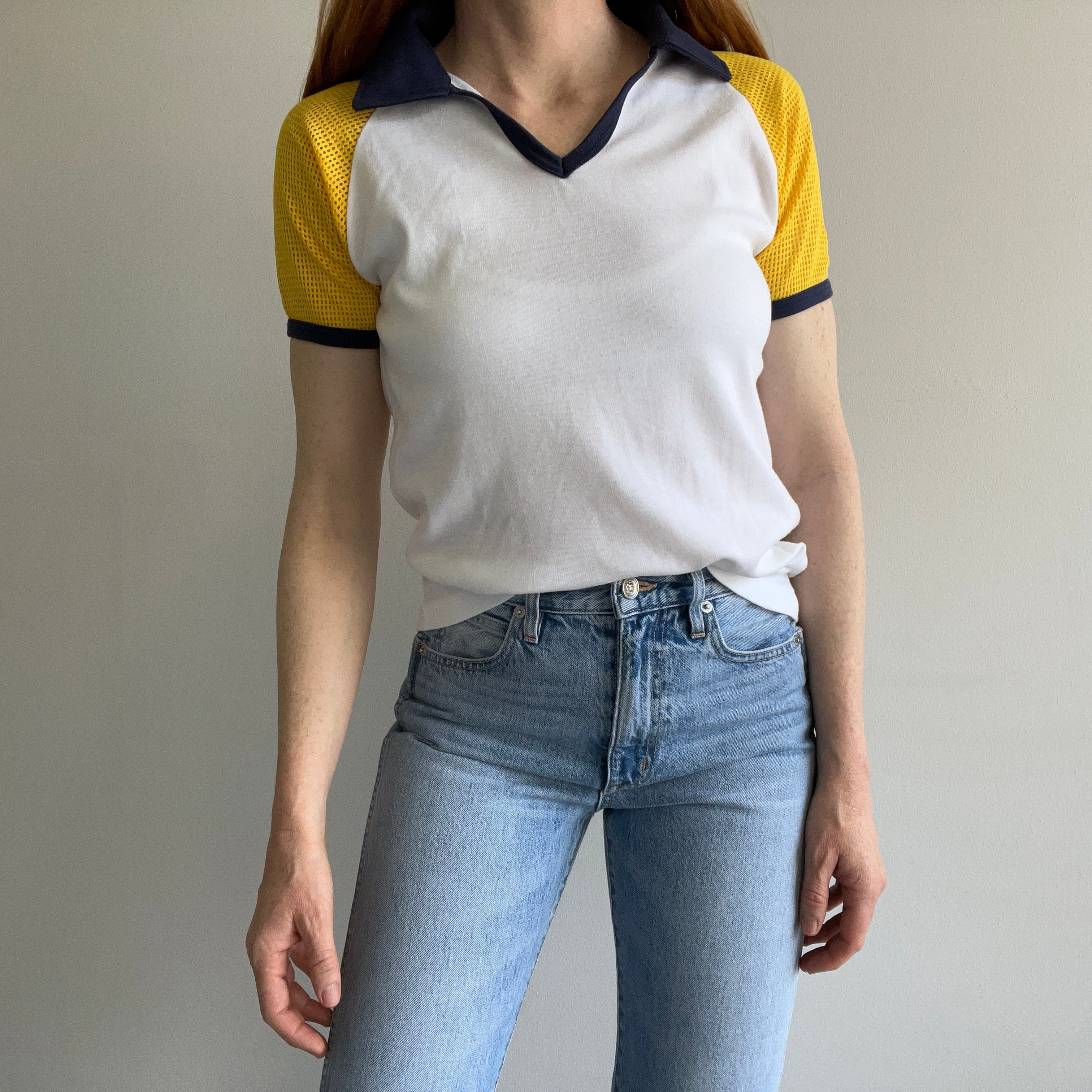 1970s Blank Mesh Polo Baseball T-SHirt - YESSSSS