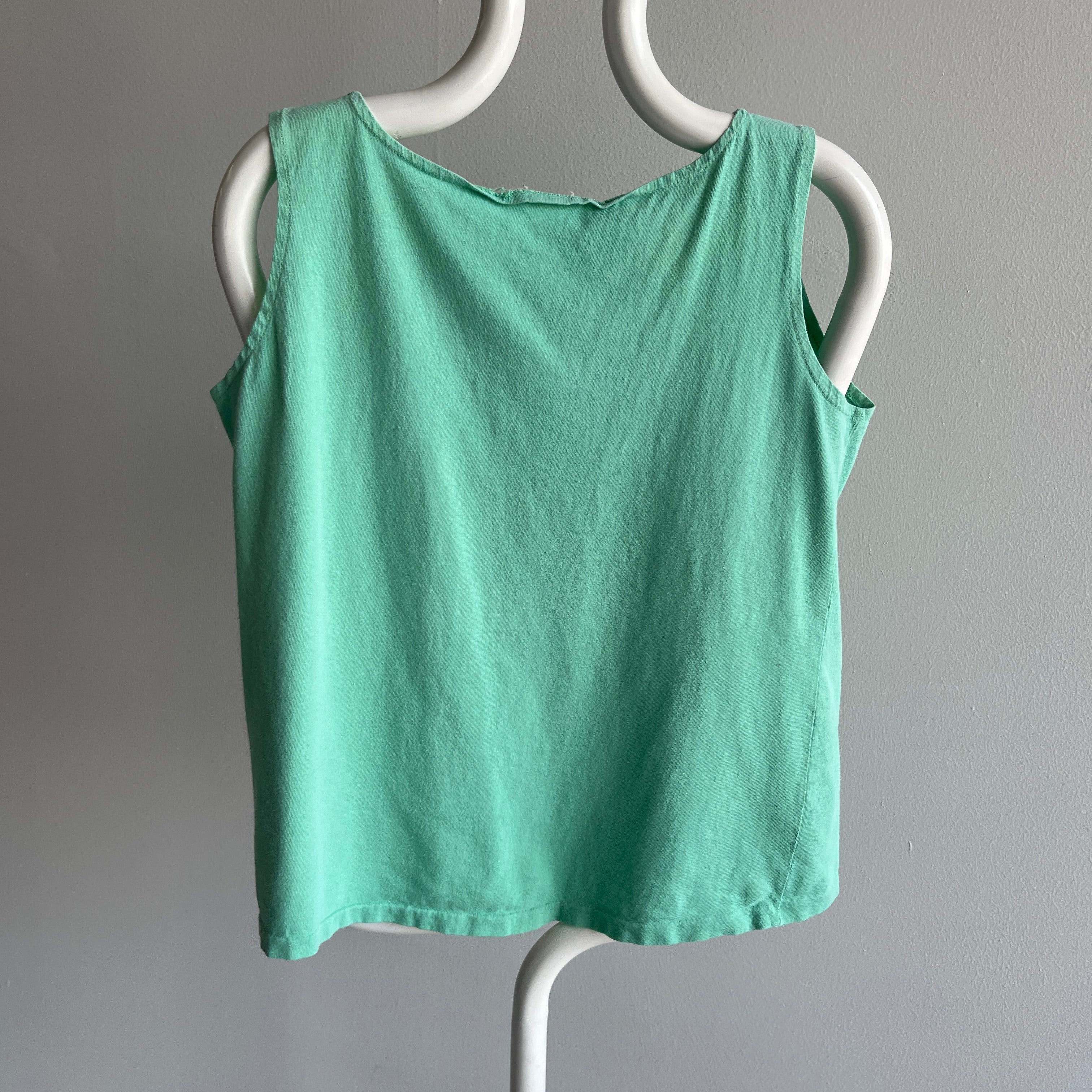 1980s Sea Foam Blue/Green Lovely Cotton Tank Top