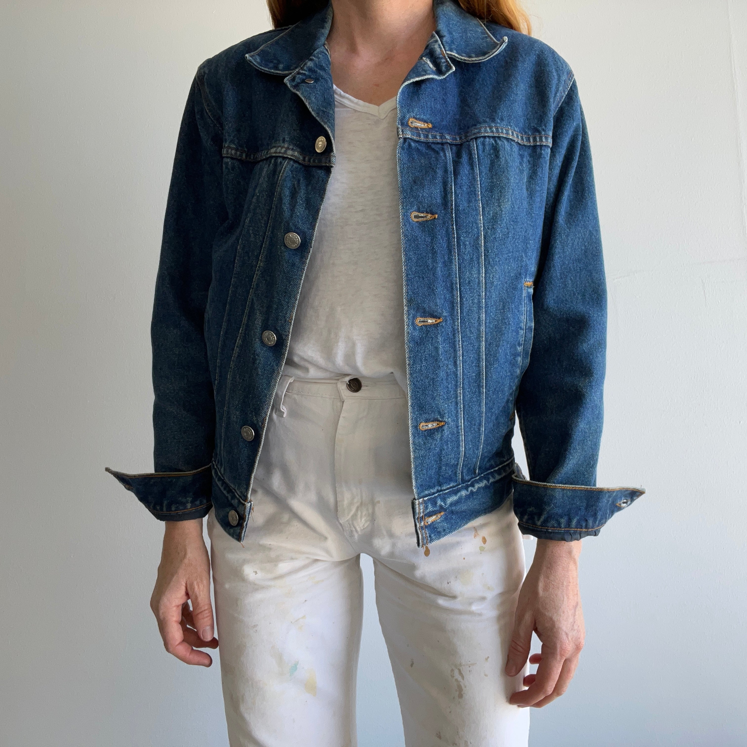 1990s J. Crew Flannel Lined Denim Jacket - True XS