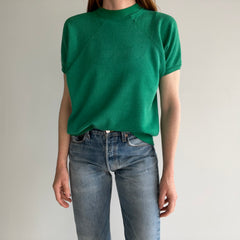 1970s Exceptionally Soft and Worn Faded Green Warm Up