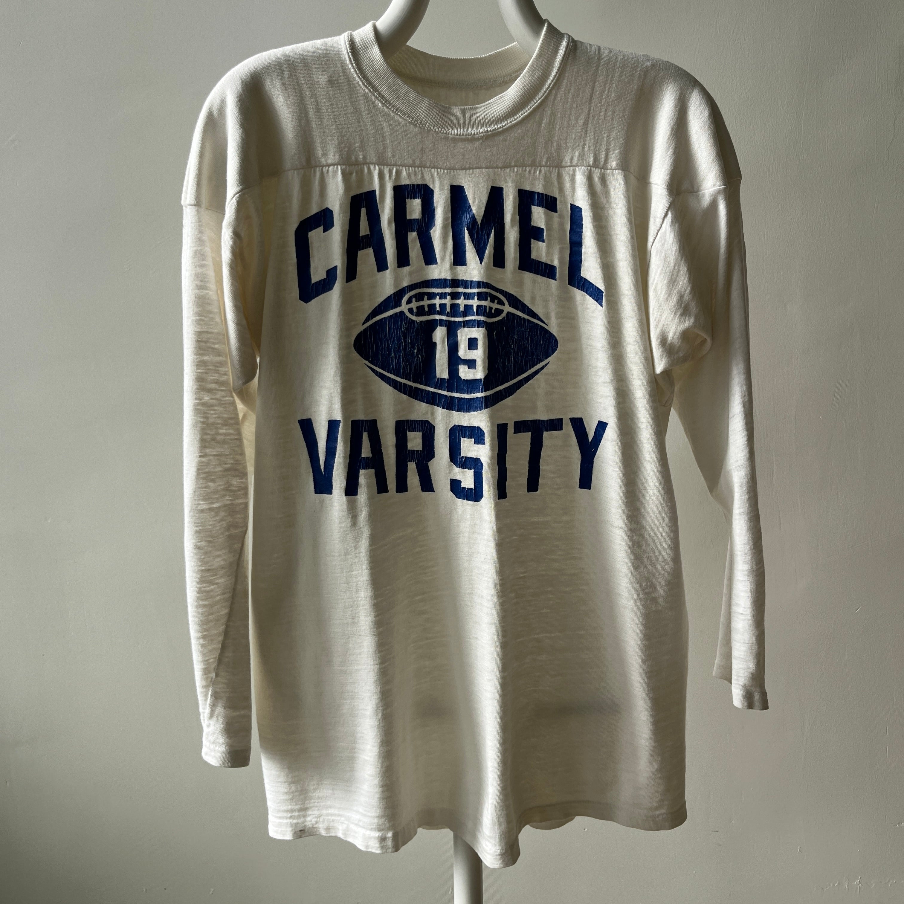 1970s Carmel Varsity Thinned Out Soft and Slouchy Football Shirt - Oh My!