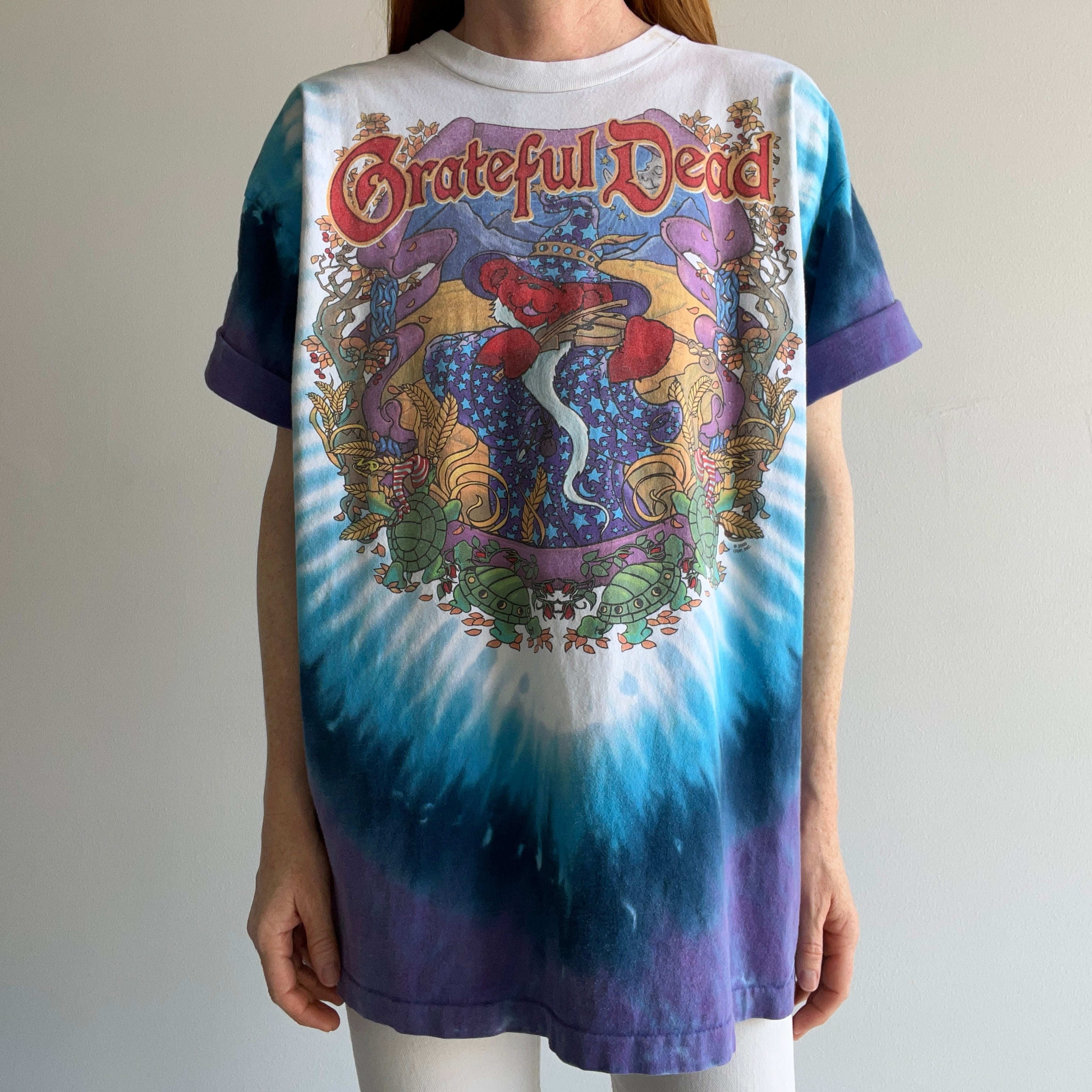 2000 Grateful Dead Terrapin Moon Front and Back T-Shirt by Liquid Blue