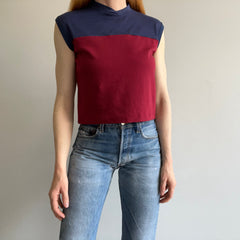 1980s Color Block Muscle Tank Crop