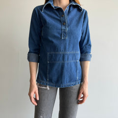 1970s Denim 1/4 Snap Front Collared Jacket/Shirt