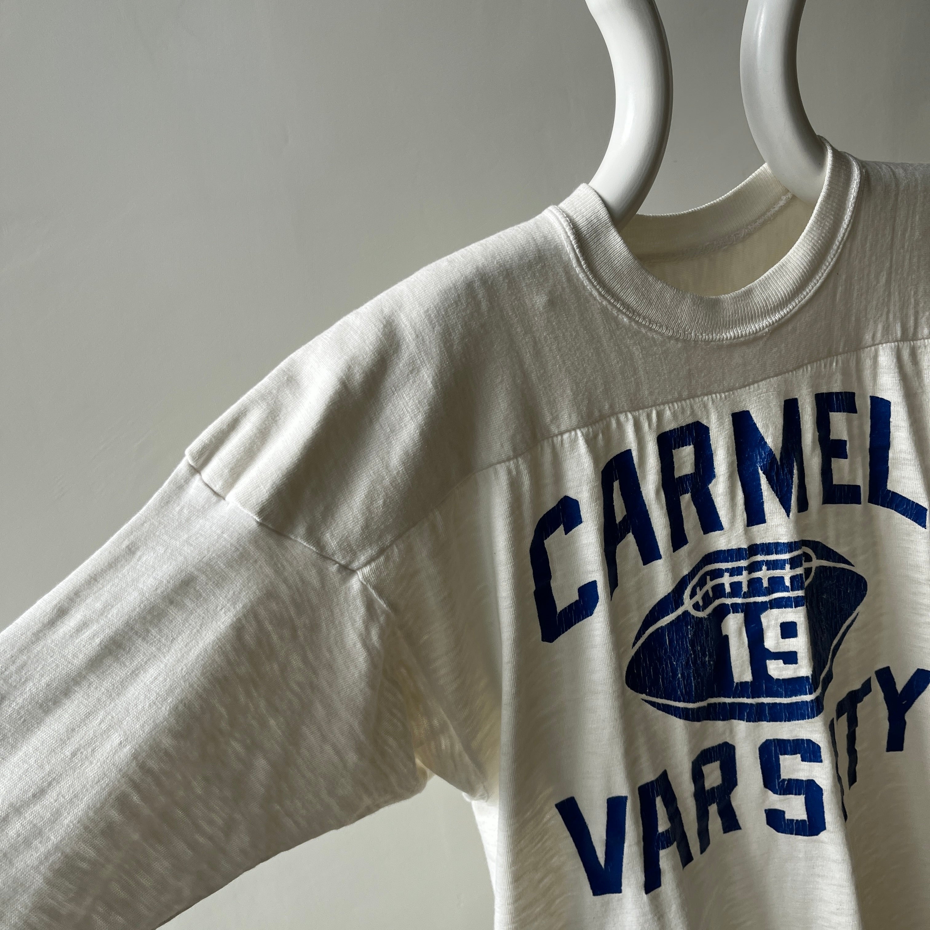 1970s Carmel Varsity Thinned Out Soft and Slouchy Football Shirt - Oh My!