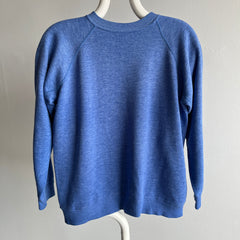 1970/80s Delightful/Dreamy/Wonderful/Luxurious Faded Blue Raglan Sweatshirt