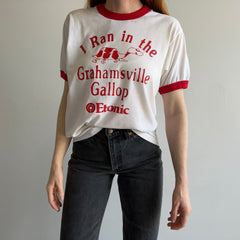 1980s I Ran The Grahamsville Gallop Screen Stars Ring T-Shirt