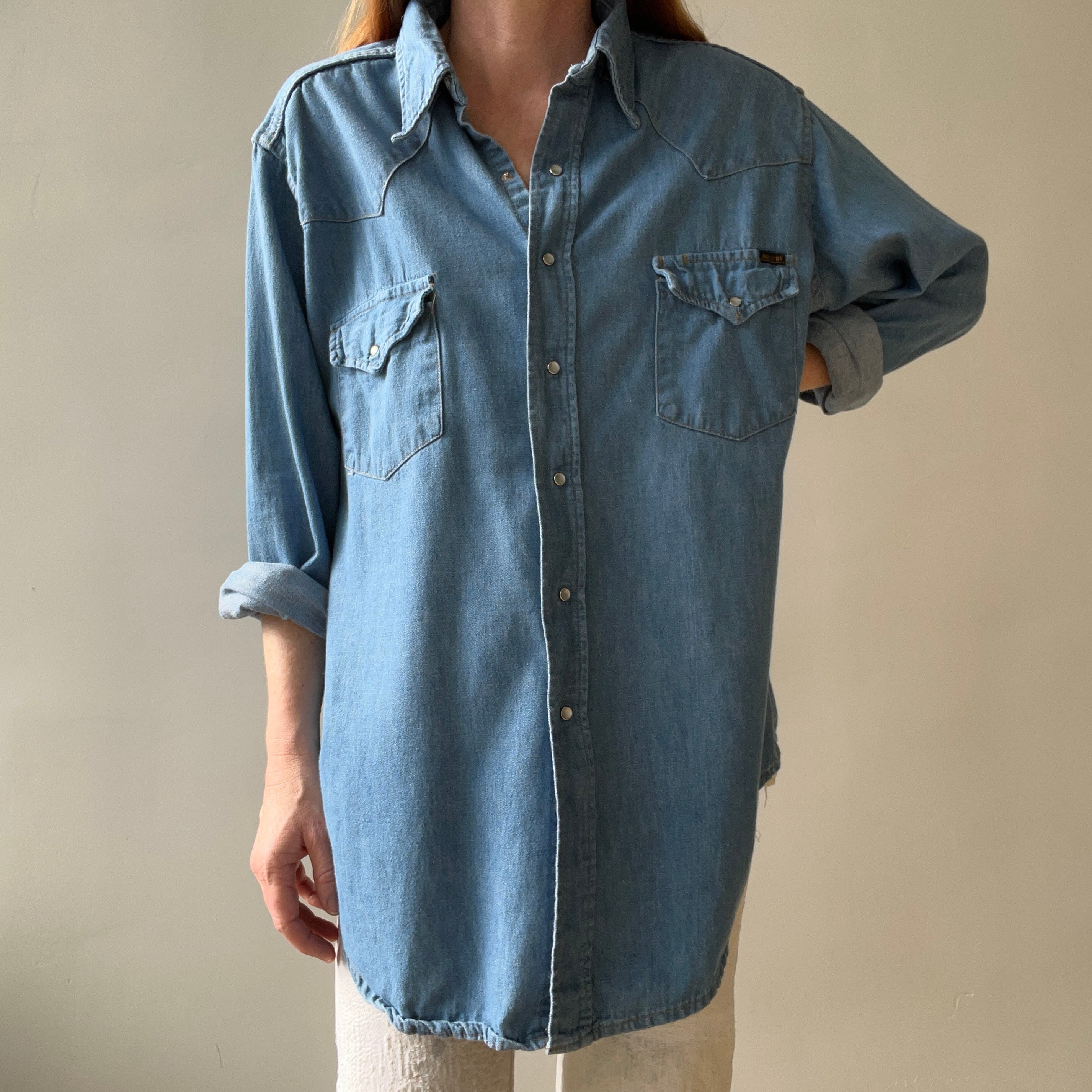 1970s Sears Roebucks Denim Western Button Up/Snap Shirt - !!!!