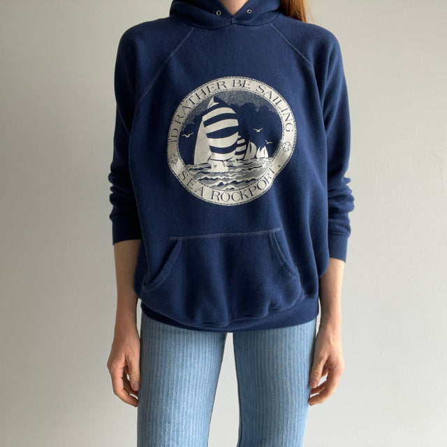 1970/80s I'd Rather Be Sailing Sea Rockport Hoodie