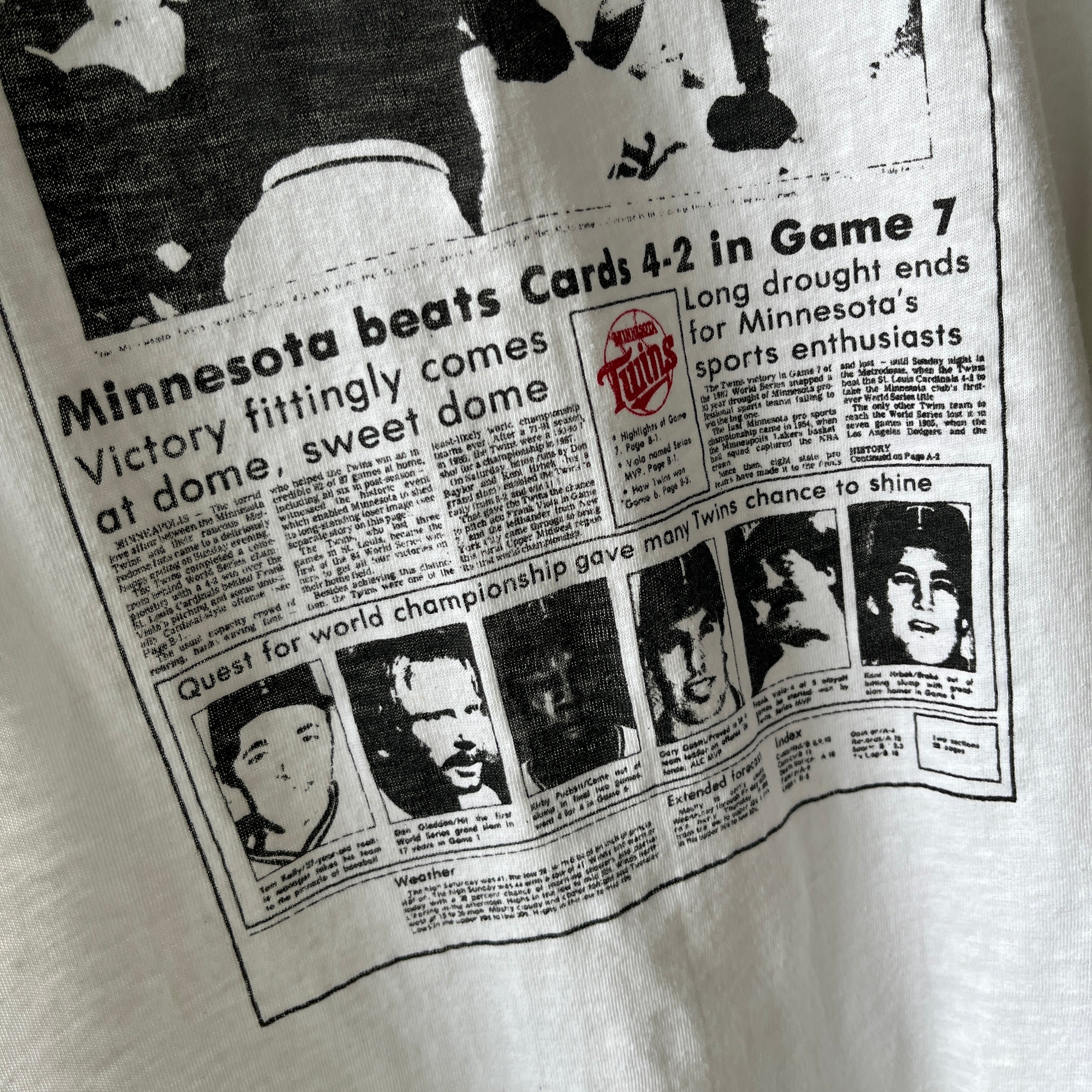 1987 West Central Tribune Twins Win World Series T-Shirt