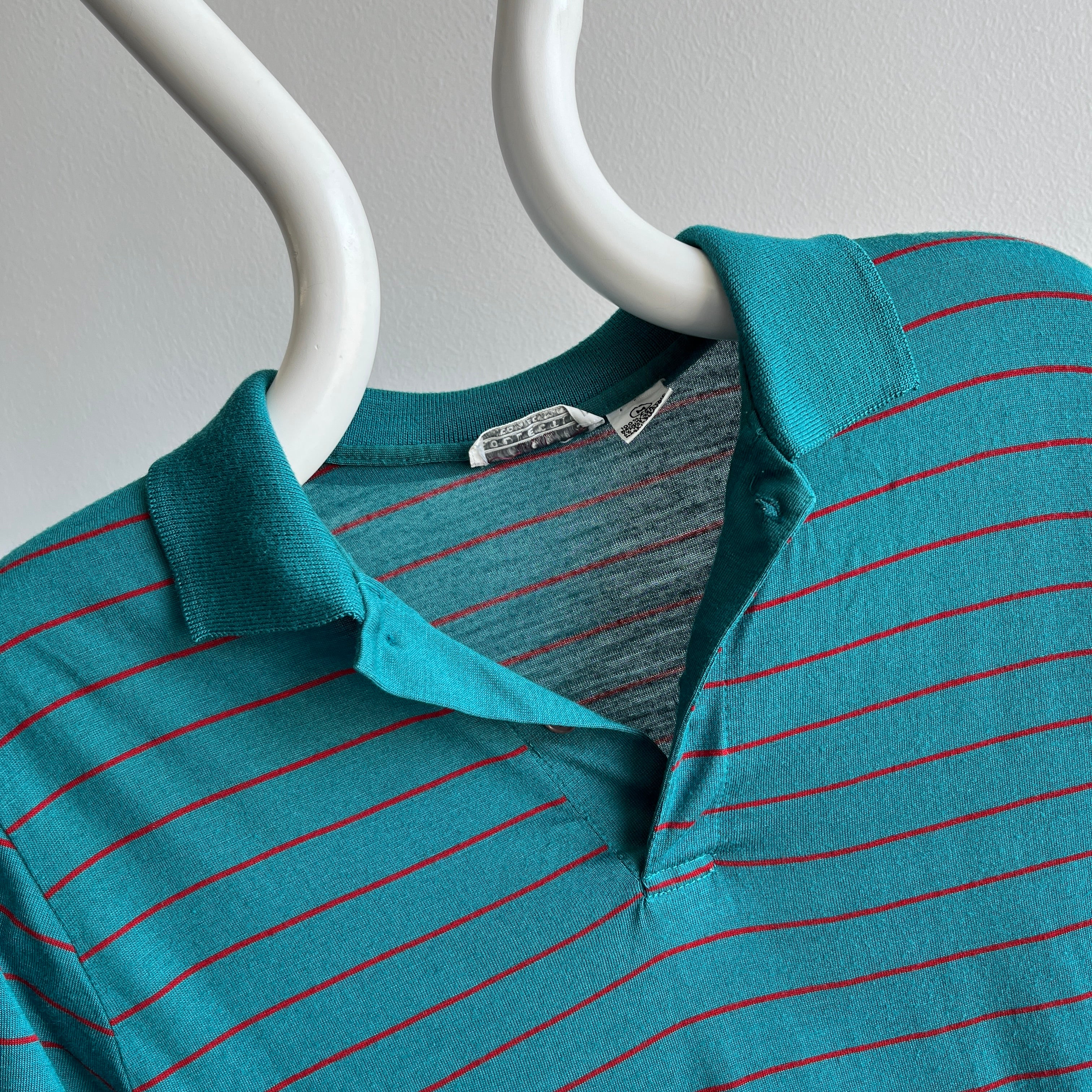 1980s Acrylic Striped Polo Shirt