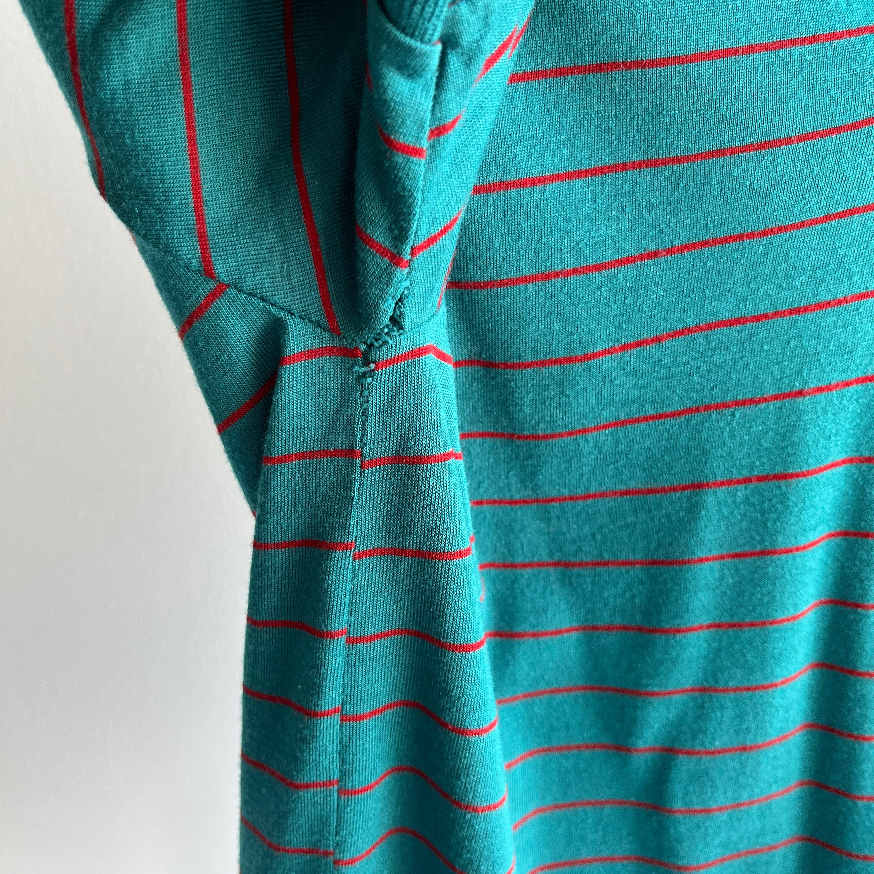 1980s Acrylic Striped Polo Shirt