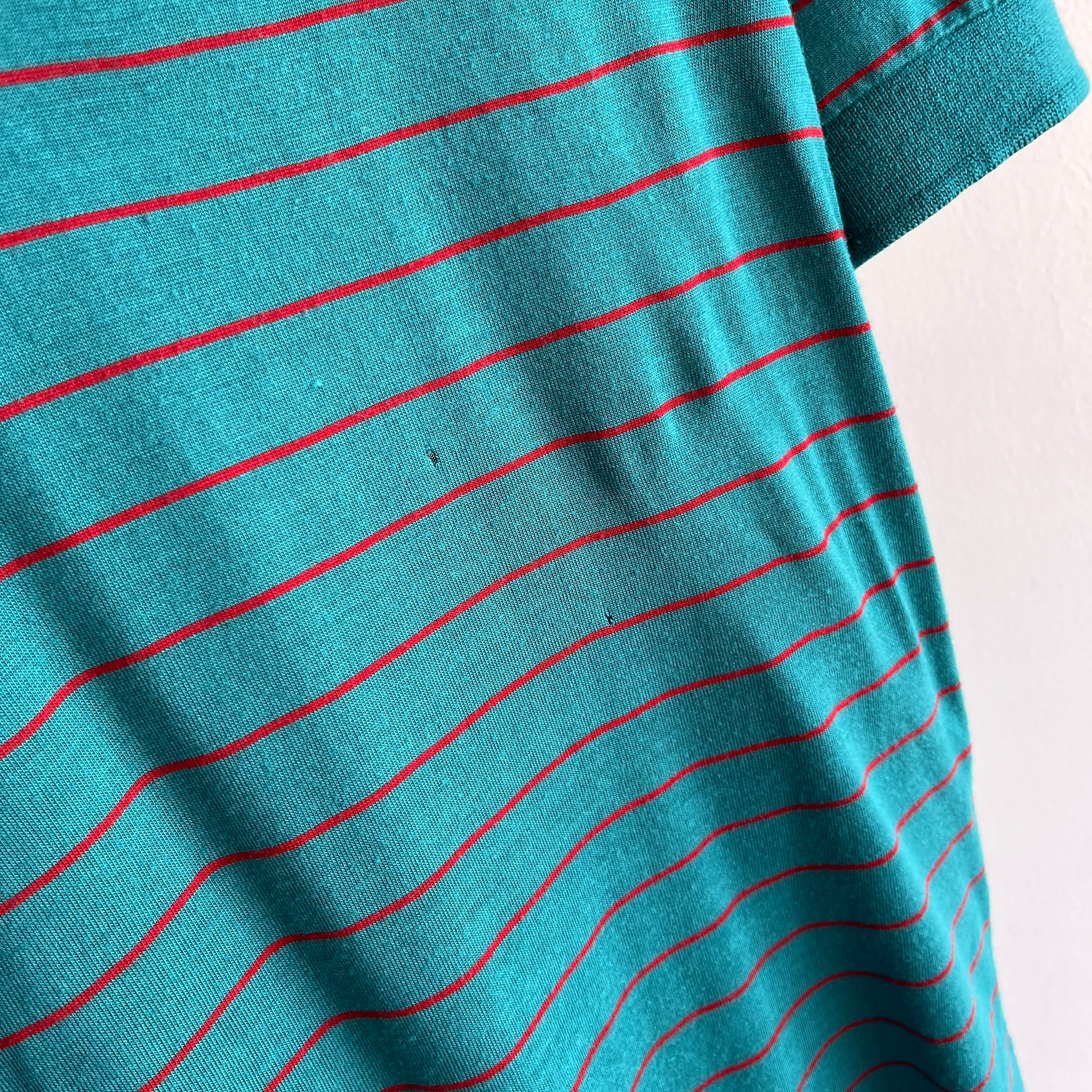 1980s Acrylic Striped Polo Shirt