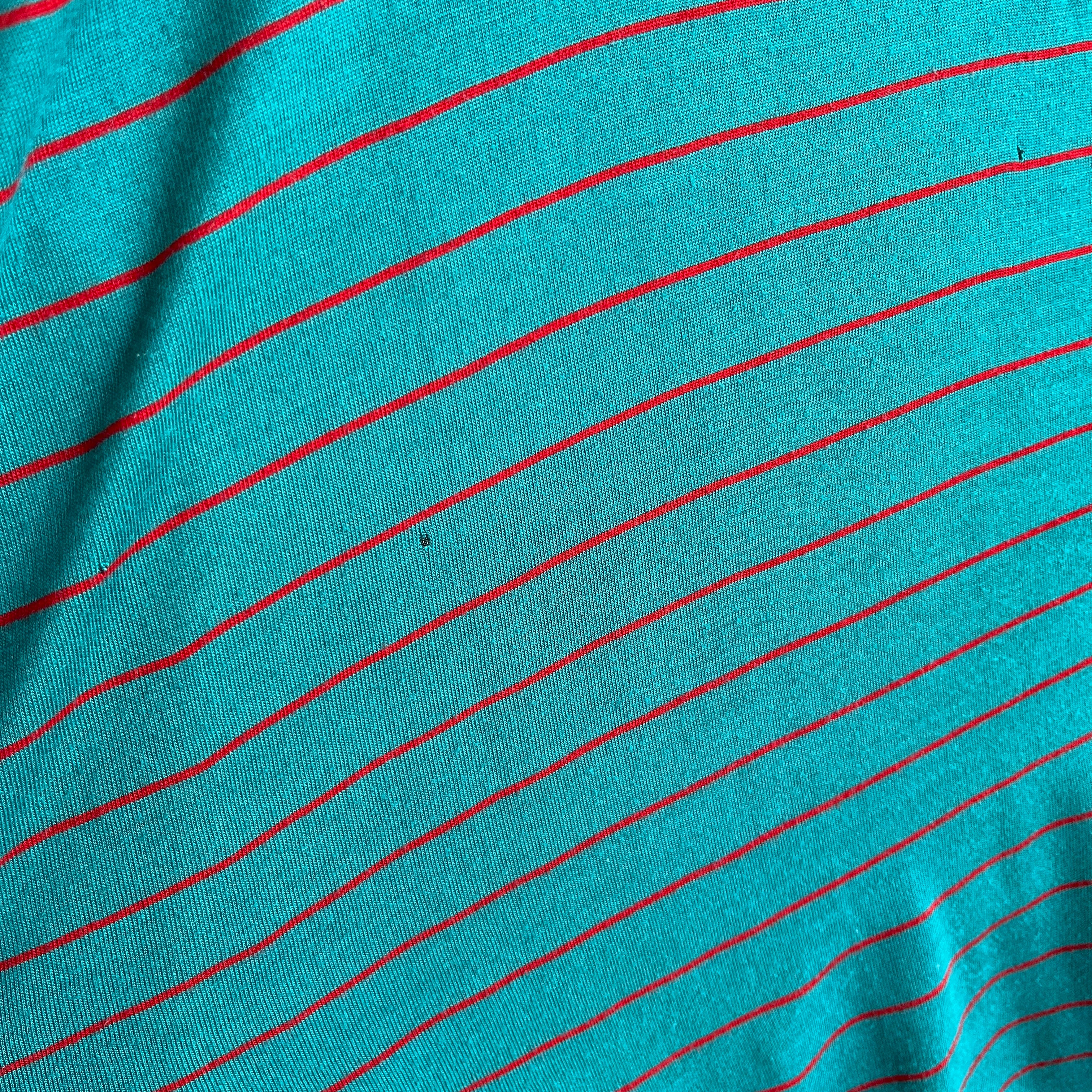 1980s Acrylic Striped Polo Shirt