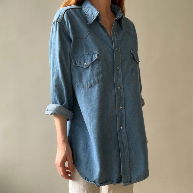 1970s Sears Roebucks Denim Western Button Up/Snap Shirt - !!!!