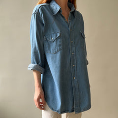 1970s Sears Roebucks Denim Western Button Up/Snap Shirt - !!!!