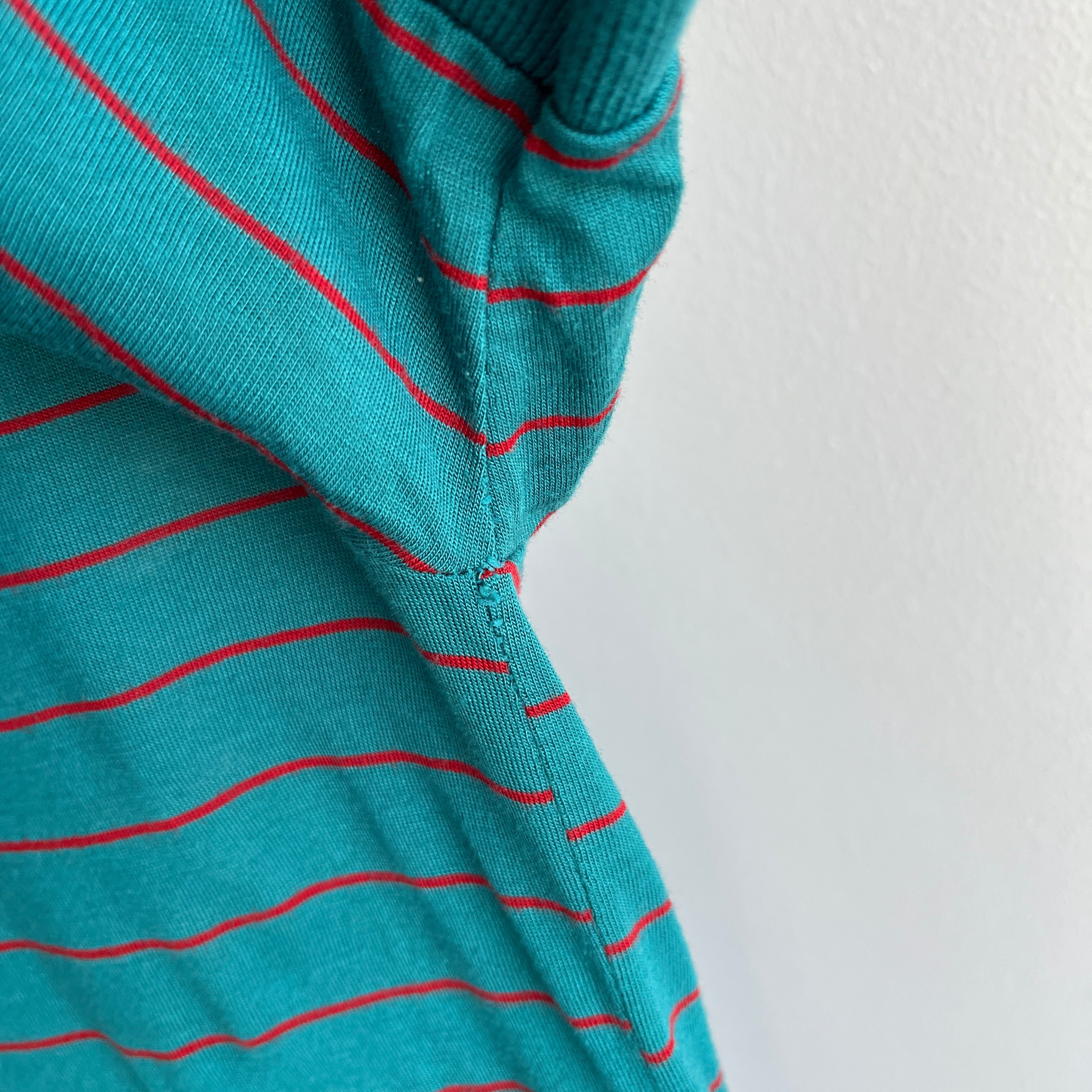 1980s Acrylic Striped Polo Shirt