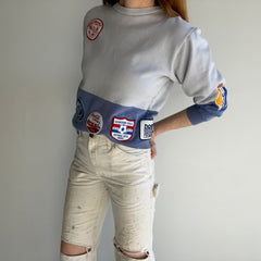 1988 (And Before) DIY Soccer and Other Patched Two Tone Color Block Mostly Cotton Sweatshirt