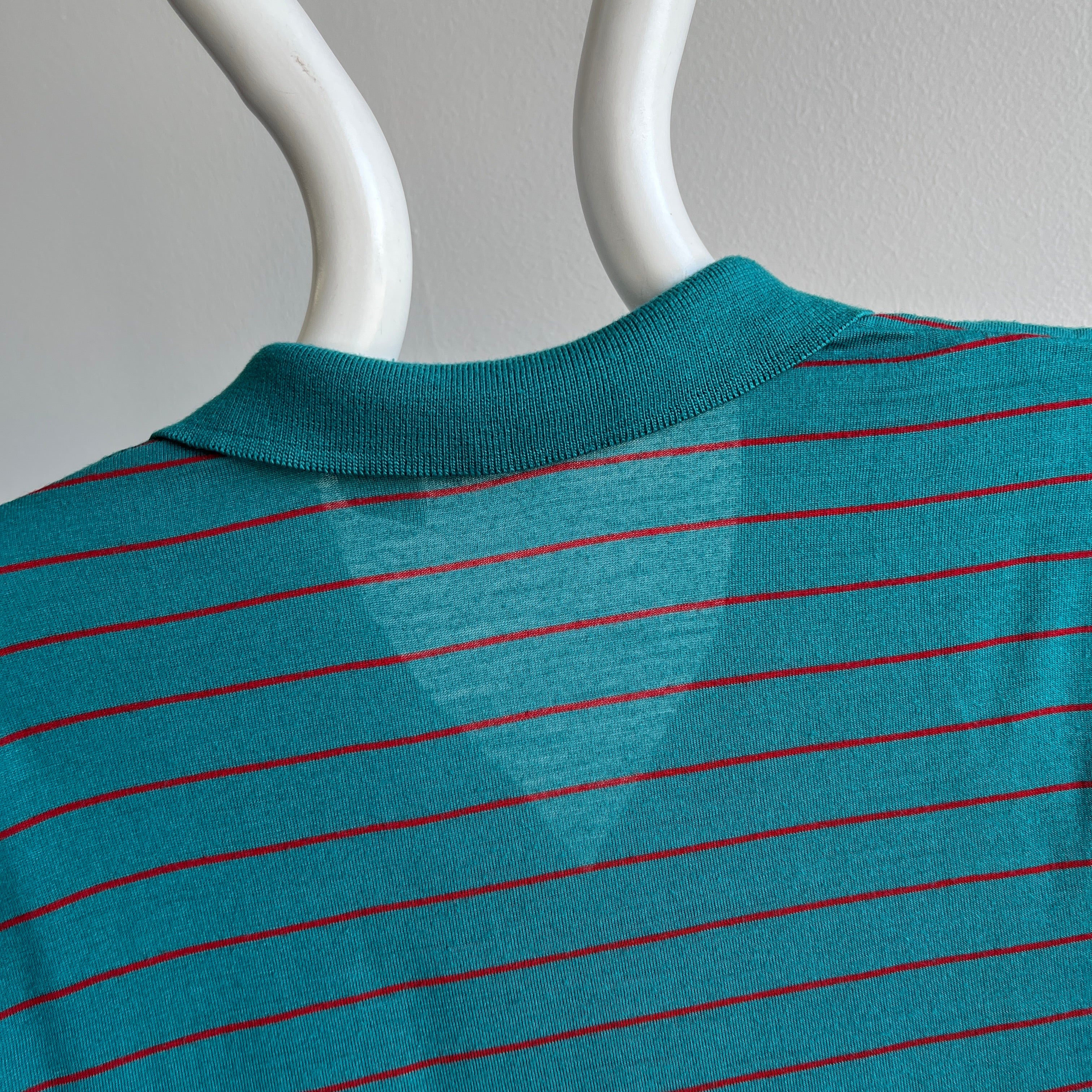 1980s Acrylic Striped Polo Shirt