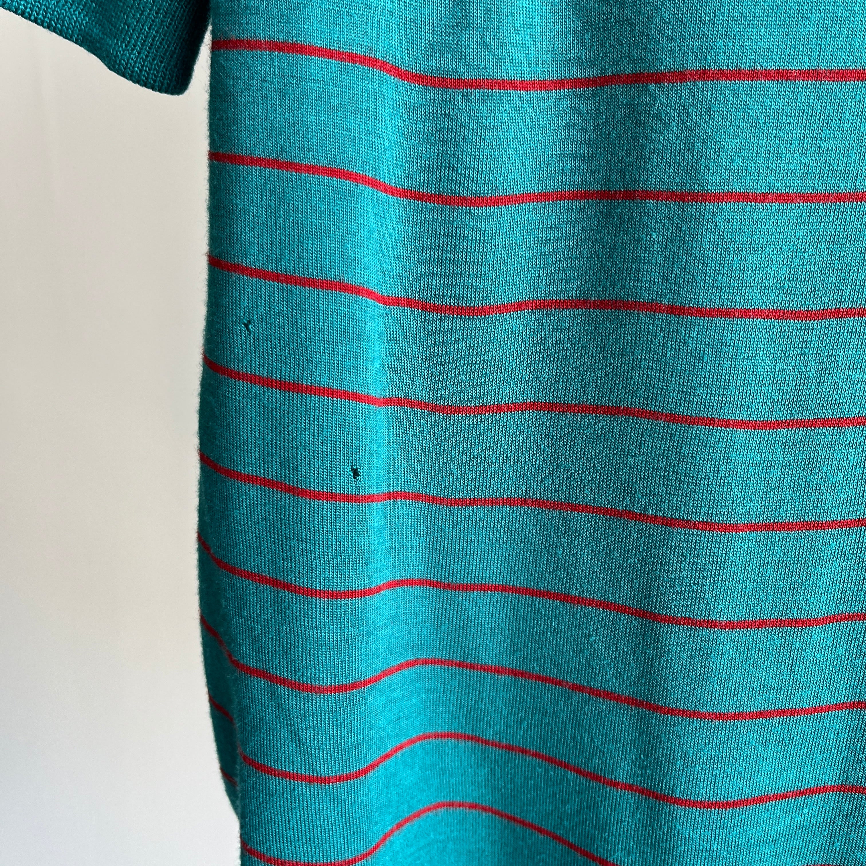 1980s Acrylic Striped Polo Shirt